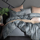 Vintage Minimalist Chic Botanical Design Egyptian Cotton Duvet Cover Set, Palm Leaf